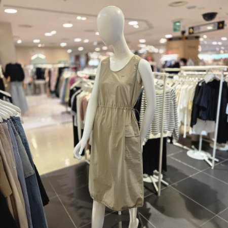 밑단 스트링 민소매 원피스