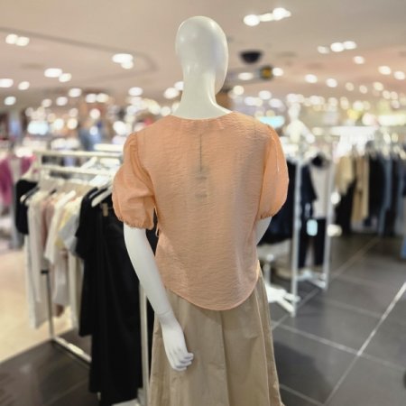 브이넥 리본 블라우스