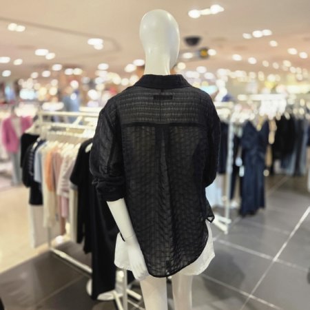 루즈핏 시스루 셔츠형 블라우스