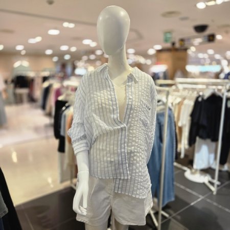 루즈핏 시스루 셔츠형 블라우스