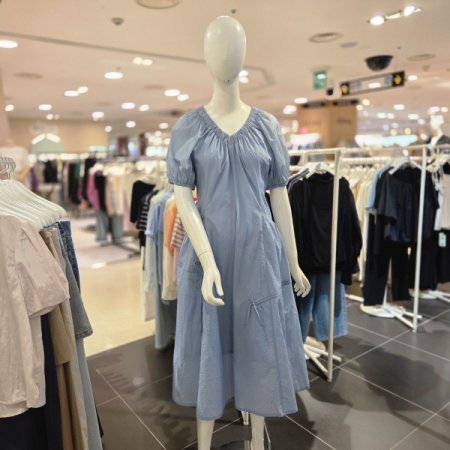 리본 디자인 브이넥 원피스