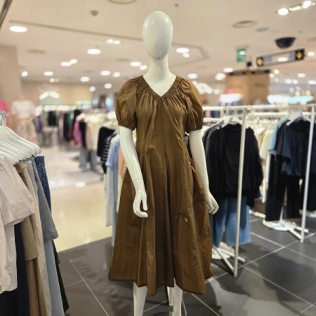 리본 디자인 브이넥 원피스