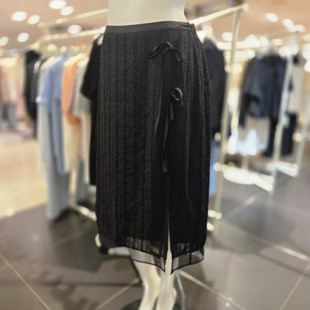 레이스 비즐형 리본 포인트 스커트