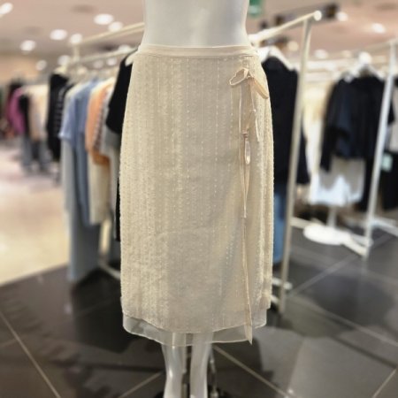 레이스 비즐형 리본 포인트 스커트