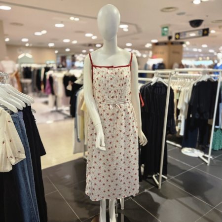 허리 스트링 슬리브스리스 원피스