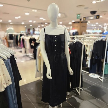 허리 스트링 슬리브스리스 원피스