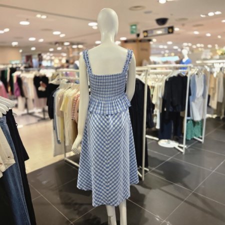 투피스형 민소매 체크 원피스