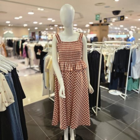 투피스형 민소매 체크 원피스