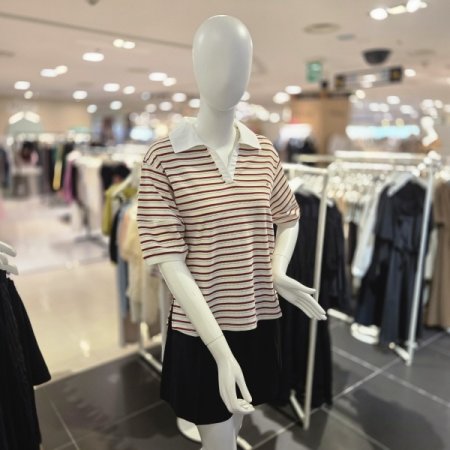 퍼프 소매 골지 티셔츠