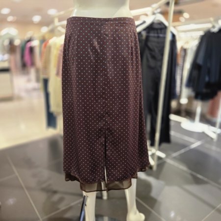 도트 레이어드 미디 스커트