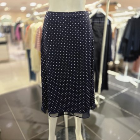 도트 레이어드 미디 스커트
