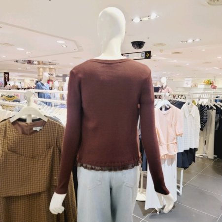 프릴배색 골지가디건