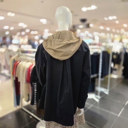 탈부착 후드 배색 트렌치자켓