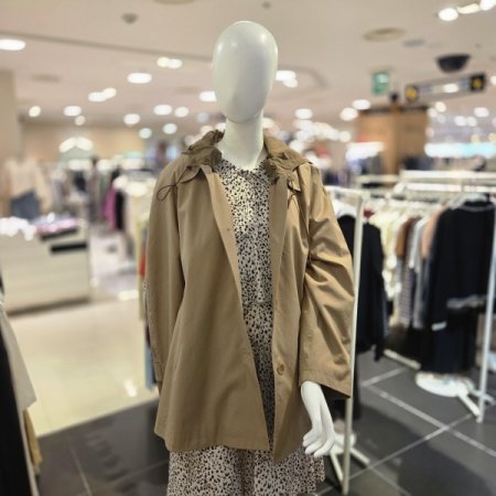 탈부착 후드 배색 트렌치자켓