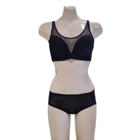 인견 매쉬 노와이어 브라 팬티세트BK