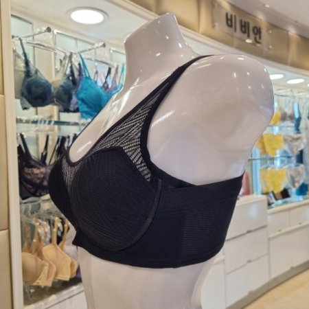 인견 매쉬 노와이어 브라 팬티세트BK