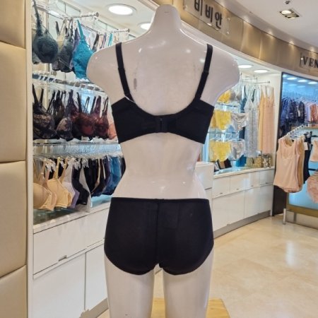 인견 매쉬 노와이어 브라 팬티세트BK