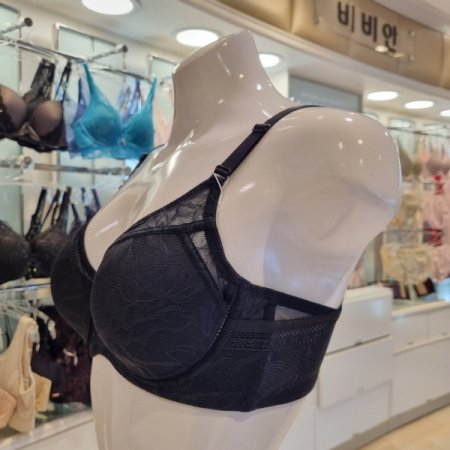 풀컵 메쉬 몰드브라 팬티세트BK