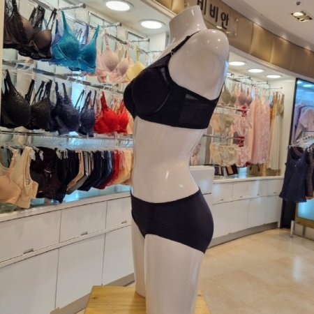 풀컵 메쉬 몰드브라 큰컵 팬티세트BK