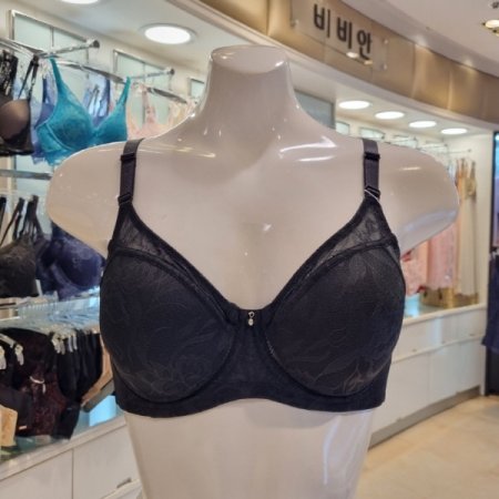 풀컵 메쉬 몰드브라 큰컵 팬티세트BK