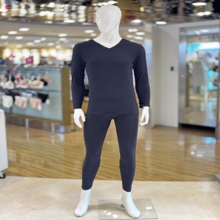 블랙 초극세사 슬림핏 남성 내의 세트