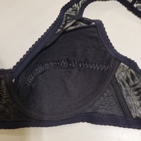 블랙 자가드 노와이어 부직포 브라