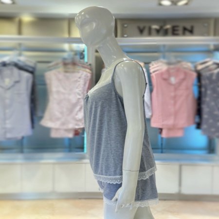 모달멜란지 여성 스트랩끈 상하의세트