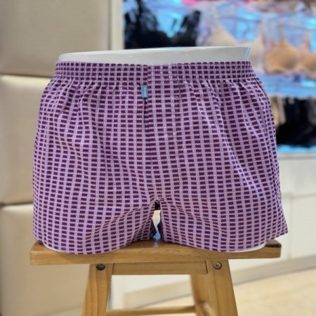 핑크체크무늬 남성 사각 트렁크팬티