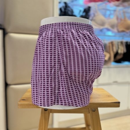 핑크체크무늬 남성 사각 트렁크팬티