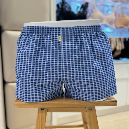 블루체크무늬 남성 사각 트렁크팬티