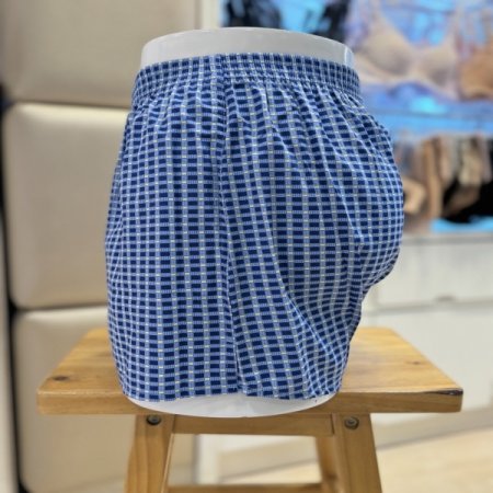 블루체크무늬 남성 사각 트렁크팬티