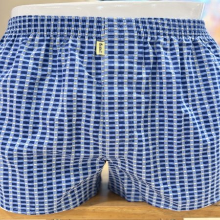 블루체크무늬 남성 사각 트렁크팬티