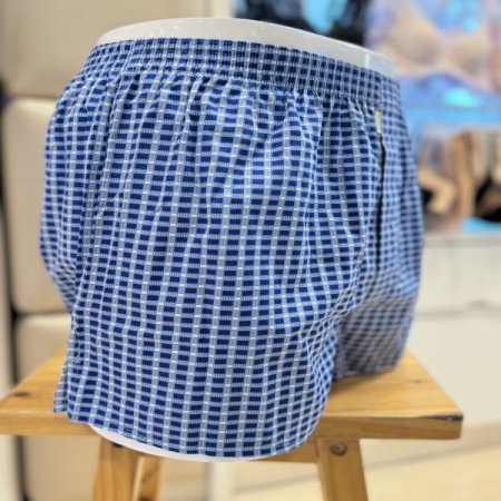 블루체크무늬 남성 사각 트렁크팬티