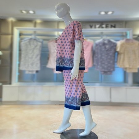 폴리스판 브이넥 반팔 여성홈웨어세트