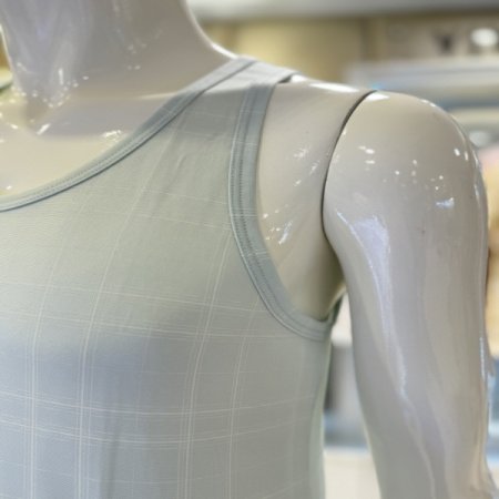 체크무늬 남성인견런닝