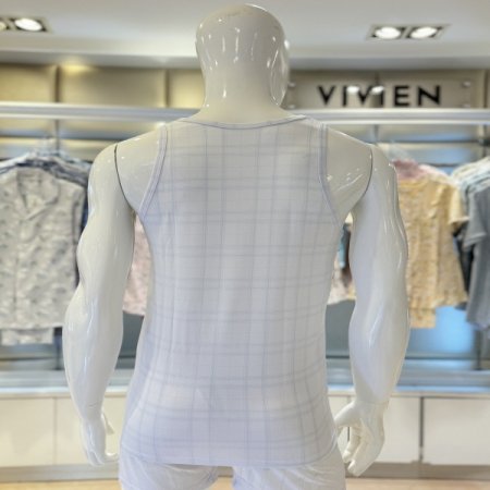 체크무늬 남성인견런닝