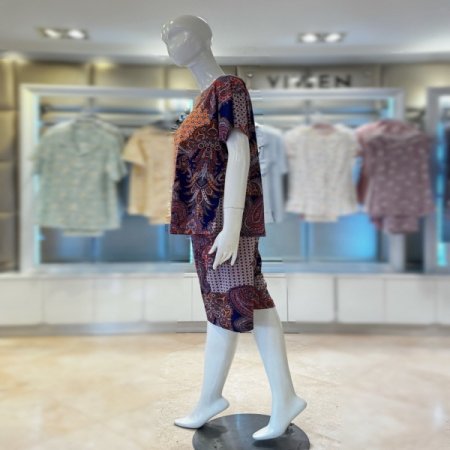 에스닉패턴 반팔 5부 여성홈웨어세트