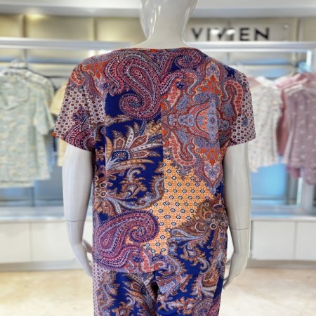 에스닉패턴 반팔 5부 여성홈웨어세트