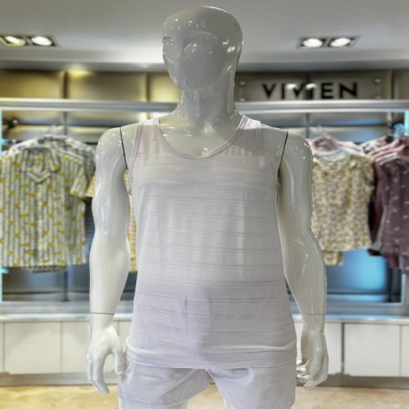 레이온 면혼방 스트라이프 남성런닝