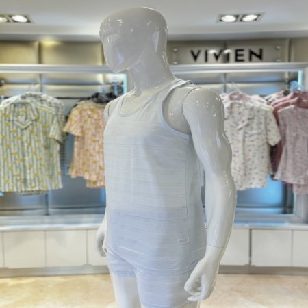 레이온 면혼방 스트라이프 남성런닝