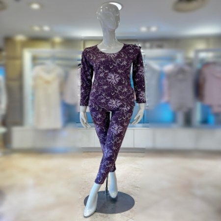 비비안 플라워스판 기모 여성 내복세트