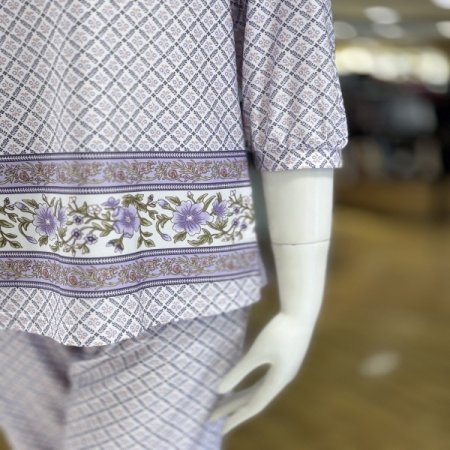 페이즐리 V넥 여성 홈웨어상의