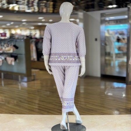 페이즐리 V넥 9부 여성 홈웨어세트