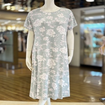 플라워패턴 반팔 여성 원피스잠옷 단품