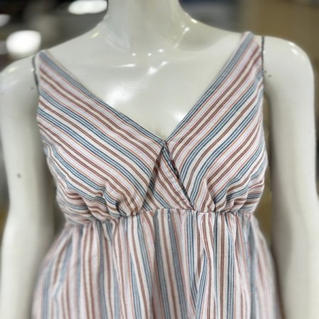 스트라이프 순면 컵내장 여성원피스잠옷