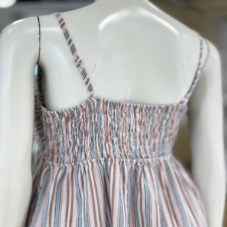 스트라이프 순면 컵내장 여성원피스잠옷