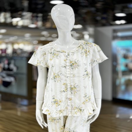 플라워 엠보싱 면  반팔 여성잠옷세트