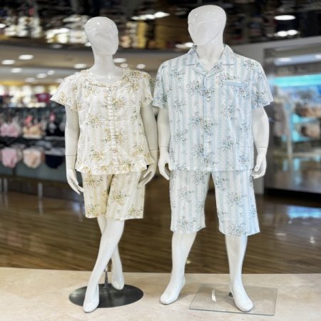 플라워 엠보싱 면 반팔 커플잠옷세트