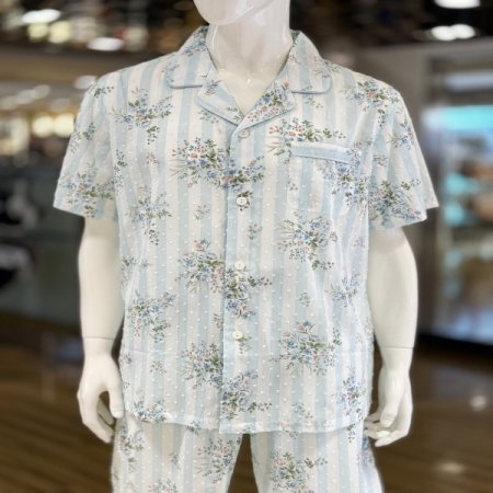 플라워 엠보싱 면 반팔 커플잠옷세트