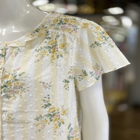 플라워 엠보싱 면 반팔 커플잠옷세트